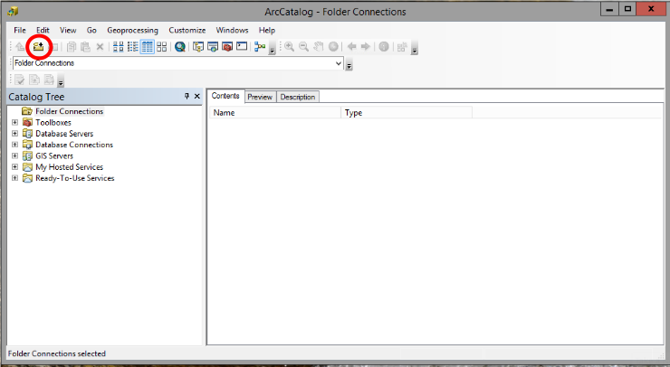 ArcCatalog start window