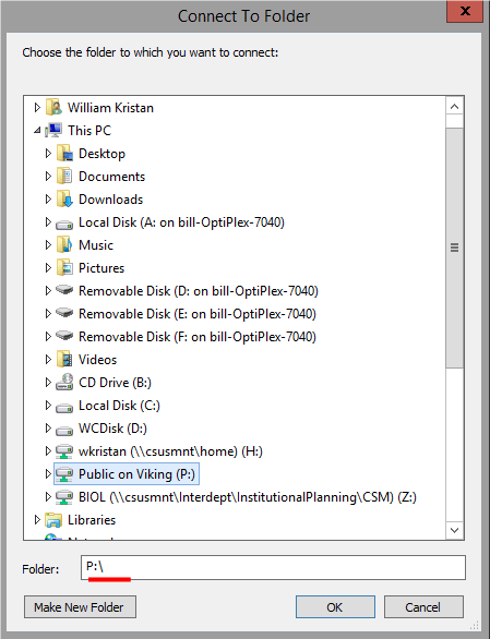 Folder connection
